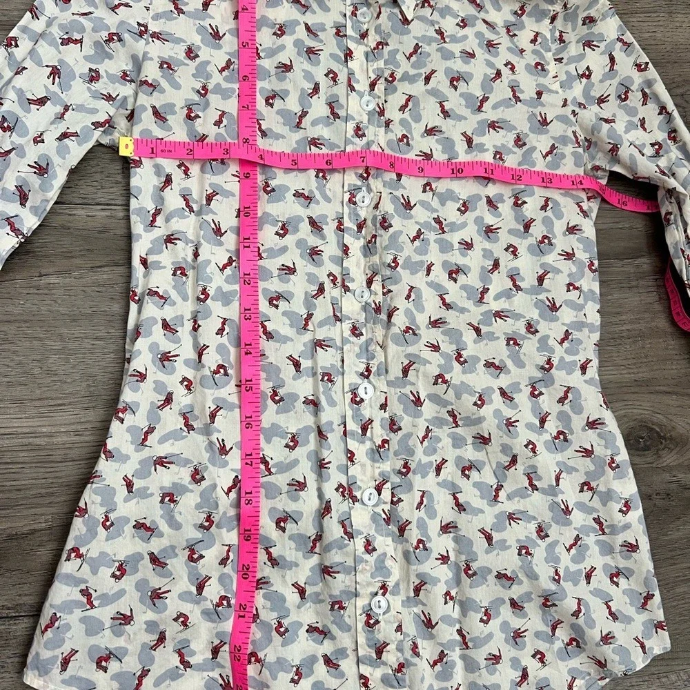 J.‎ Crew Women's Unique Skiing Print Button Up With Collar Size 0